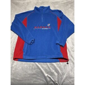 Pro Edge Mens XL Blue Kansas Jayhawks 1/4 Zip Polyester Pullover Wear